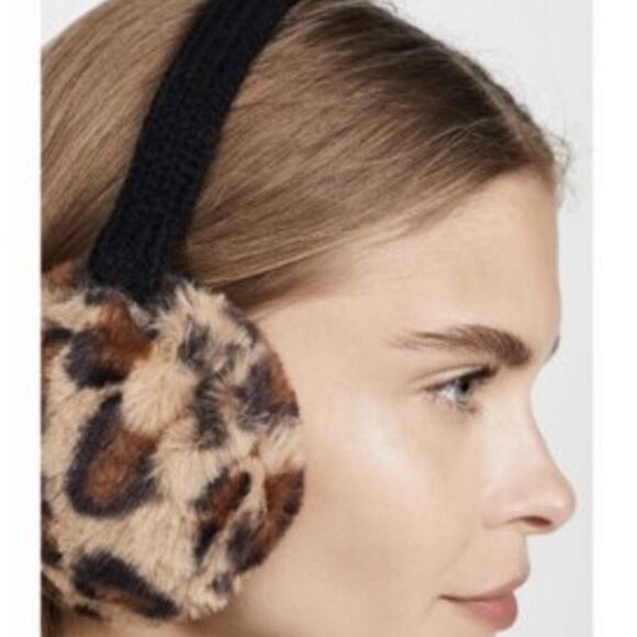 Hat Attack NWT Leopard Black Faux Fur Cozy Luxe Winter Earmuffs One Size - Picture 3 of 10